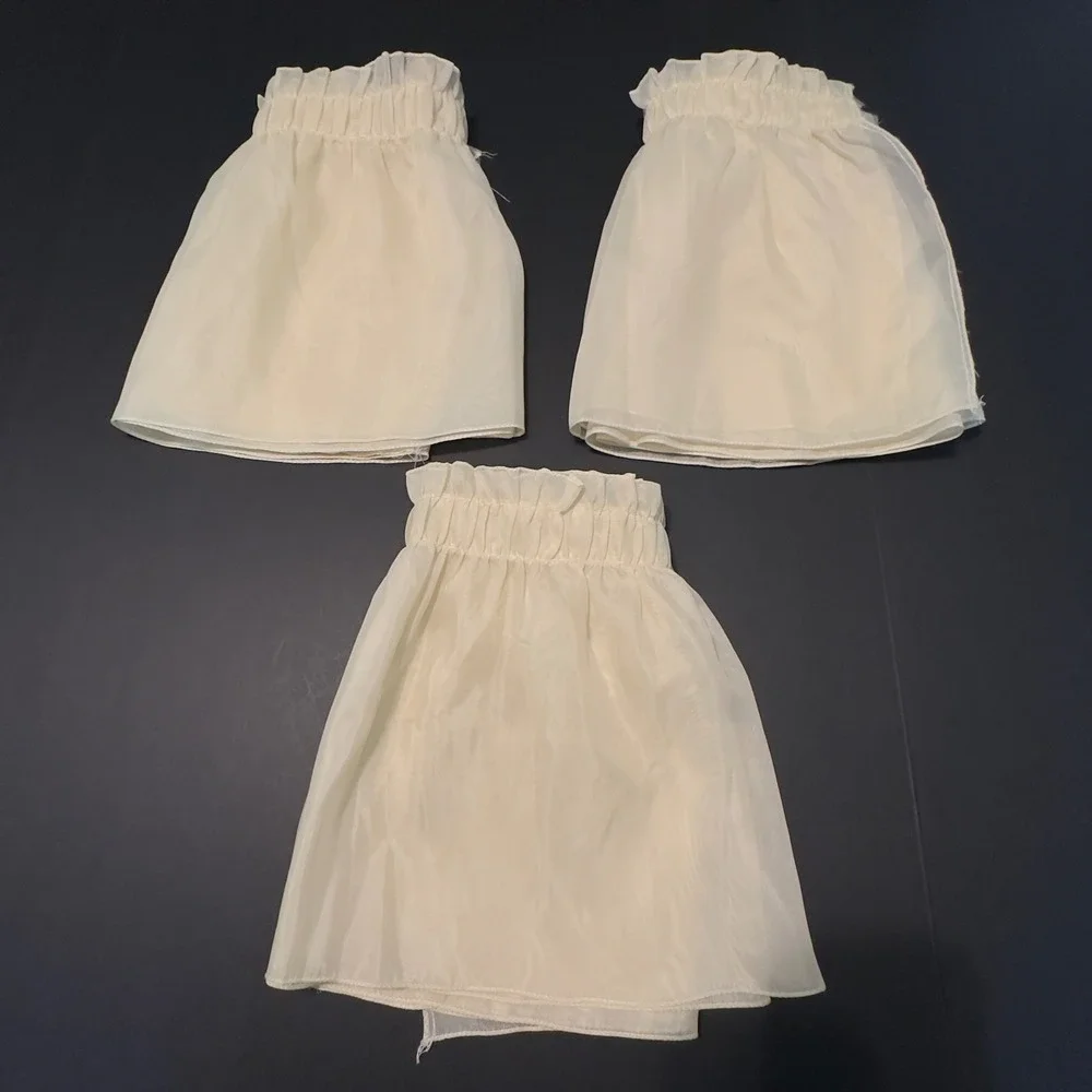 Sears Valance Set Cream Sheer Ruffled Vintage 52x12 Window Treatments 3pc